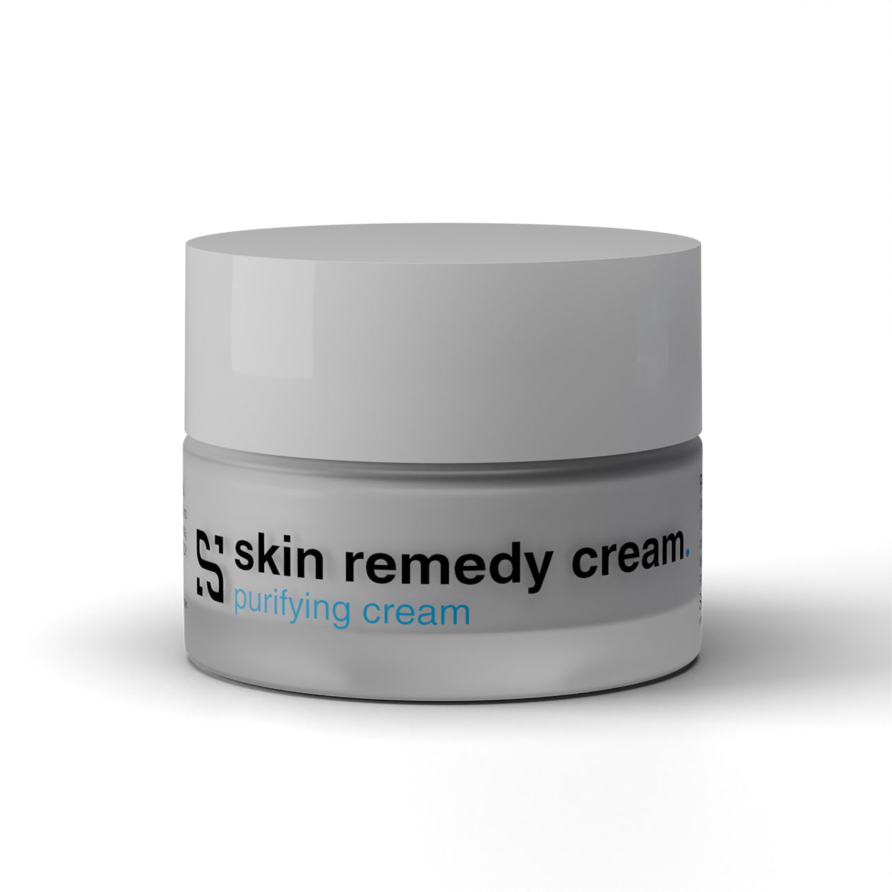 Barattolo frontale di Skin Remedy Purifying Cream Sensitiva con Cannabidiolo, tea tree oil e niacinamide, 50ml