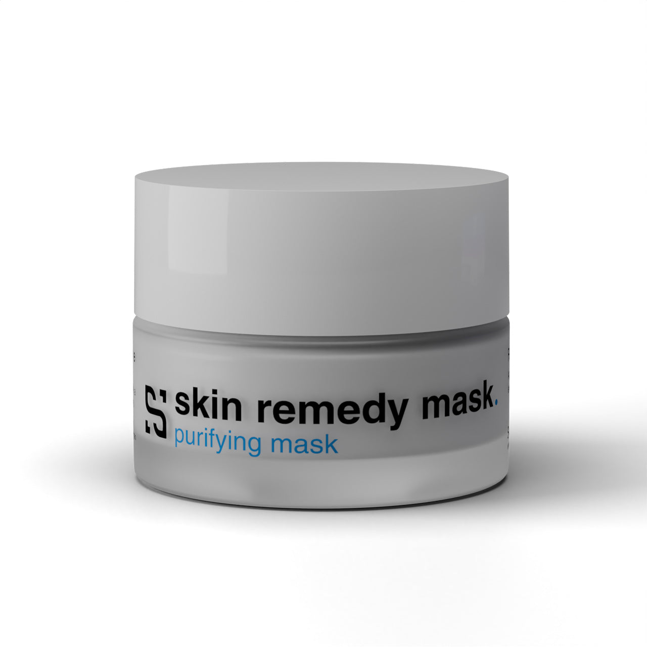 Barattolo frontale di Skin Remedy Purifying Mask Sensitiva con Cannabidiolo, argilla bianca ed estratto di bardana, 50ml